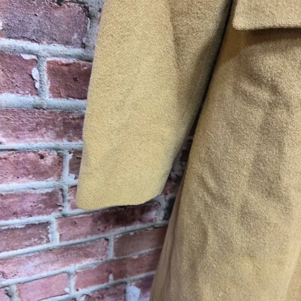 Club A Andrea Overcoat 10 | Vintage 70s Tan Wool Wide Lapel‎ Lined Quiet Luxury
